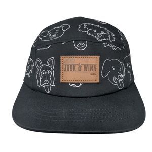 Jack & Winn Hat Co. Snapback 5 Panel Cap Black Large Animal Print Cotton